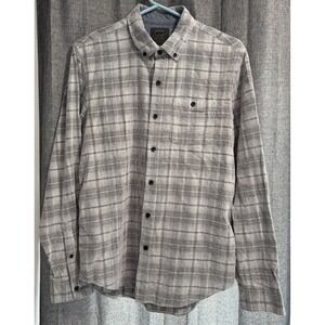 Copper & Oak‎ Men's Size Medium Long Sleeve Gray Plaid Corduroy Shirt Pocket